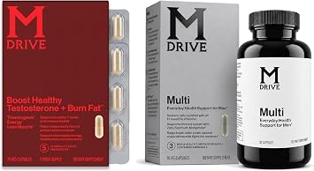 Mdrive Boost and Burn Testosterone Booster + Daily Multi Vitamin | Testosterone Booster & Fat Burner KSM-66 Ashwagandh for Men + Immune Health Support from Zinc, Selenium, Manganese & Vitamin