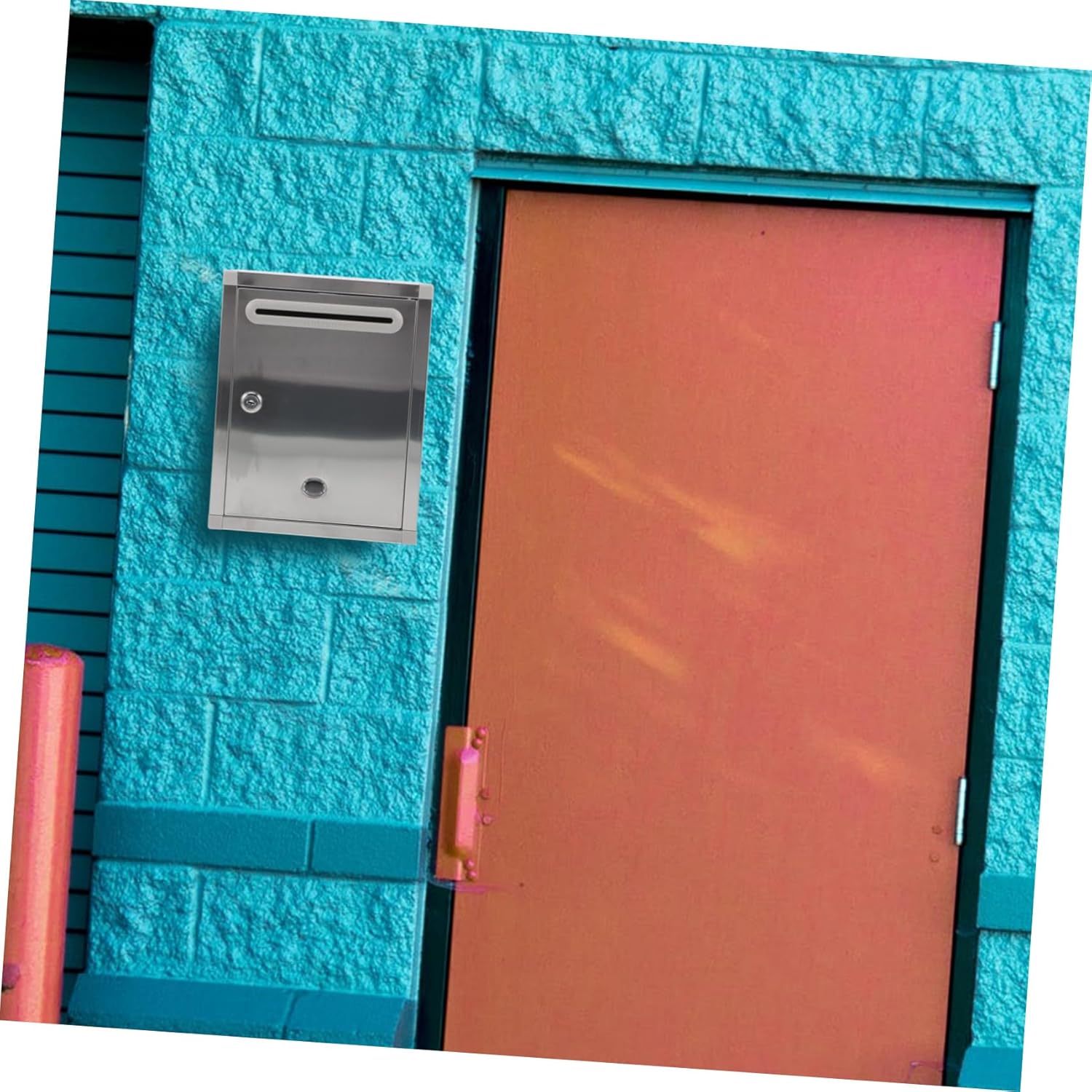 NUOBESTY Locking Deposit Drop Box Indoor Outdoor Mailbox Wall Mount Locking Mailbox Stainless Steel Wall Door Hanging Mail Letter Box Letter Box Wall Mountable