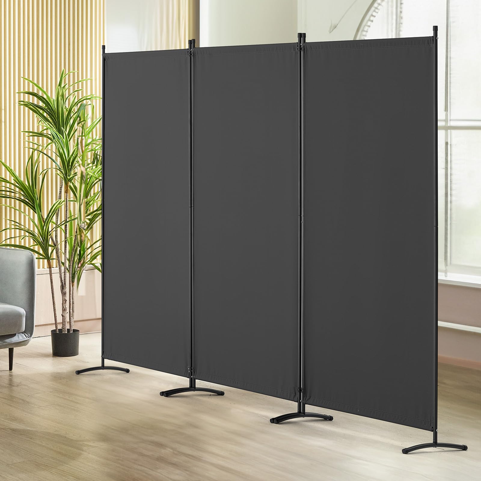 VEVOR Cloison de séparation en tissu, séparateur de pièce pliable à 3 panneaux, paravent de confidentialité intérieur pour bureau, chambre, salle à manger, maison, autoportant, 228 x 52 x 184 cm, gris