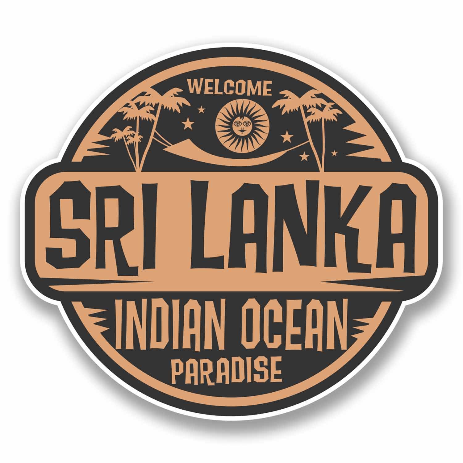 Destinationvinyl Multi 2 X 10Cm Sri Lanka Vinyl Sticker Decal Laptop Luggage Travel Tag #9839 (10Cm Wide X 9Cm High)