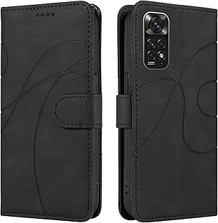LOYWIN Capa de telefone para Xiaomi Redmi Note 12s, capa carteira Xiaomi Redmi Note 12s com compartimentos para cartões, Megnet Kickstand silicone TPU capa flip para Redmi Note 12s, preta
