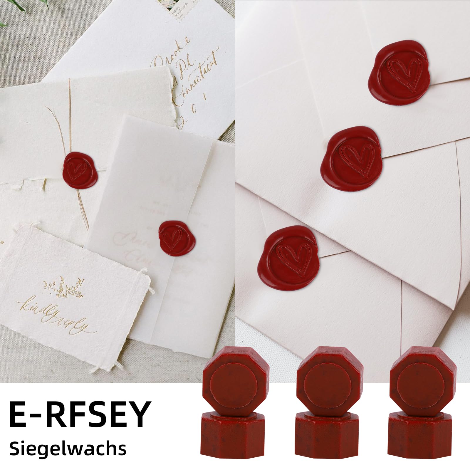 Set de Cire à Cacheter 300 Pièces Rouge Vintage pour Enveloppes et Invitations