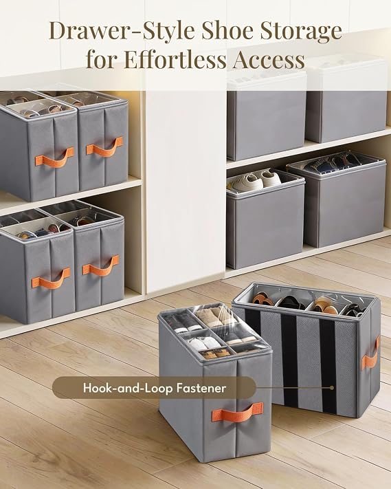 Smell Proof Shoe Organizer for Closet 2 Pack - Shoe Storage Box Bin Cubes