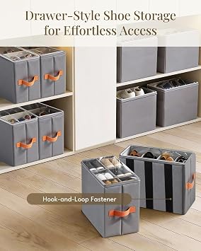 Smell Proof Shoe Organizer for Closet 2 Pack - Shoe Storage Box Bin Cubes