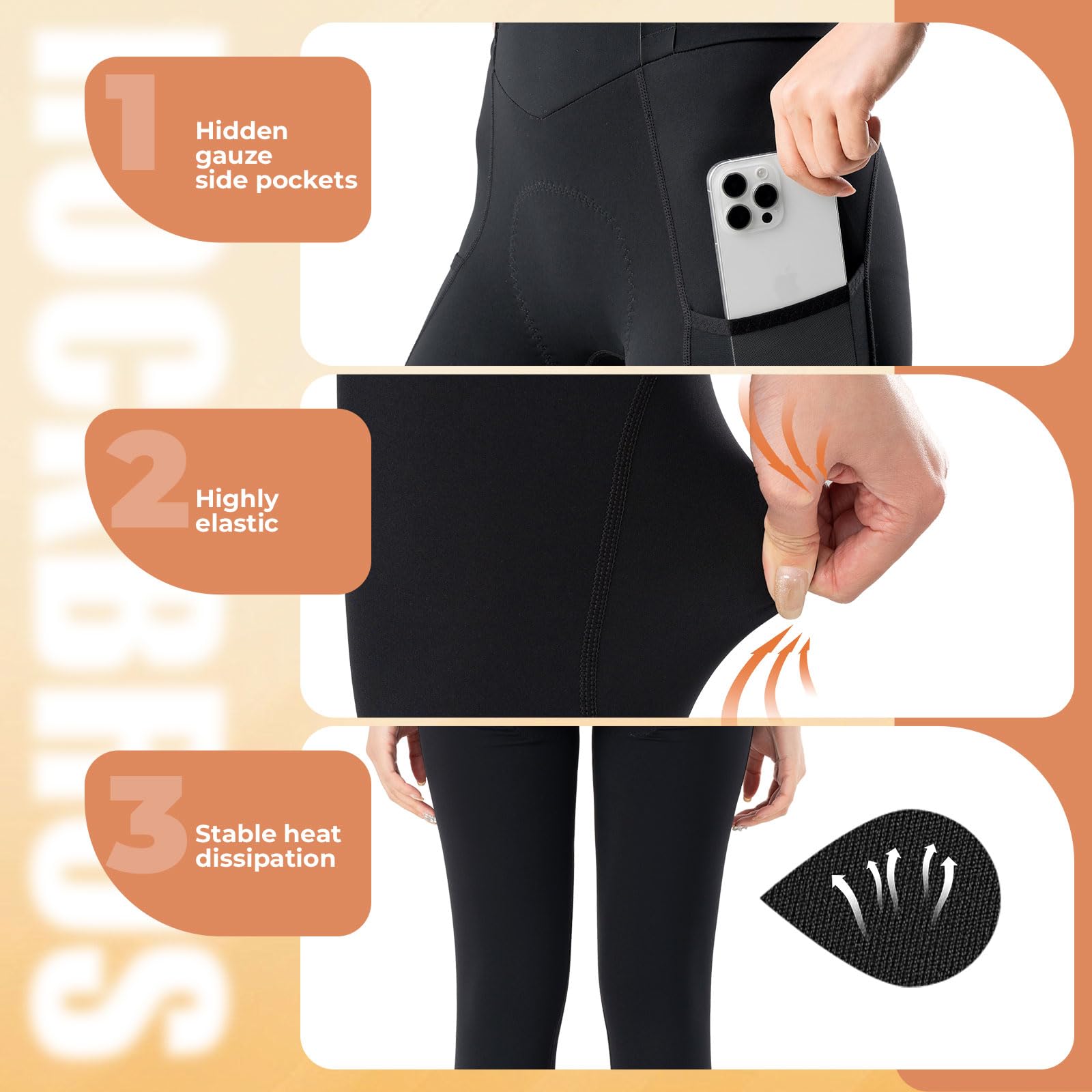 ROCKBROS TVI Culotte Ciclismo Largo para Mujer, Tirantes Ultraligeros Extraíbles Pantalones Bicicleta Montaña y Carretera Acolchado Transpirable con Bolsillo, Ropa Verano