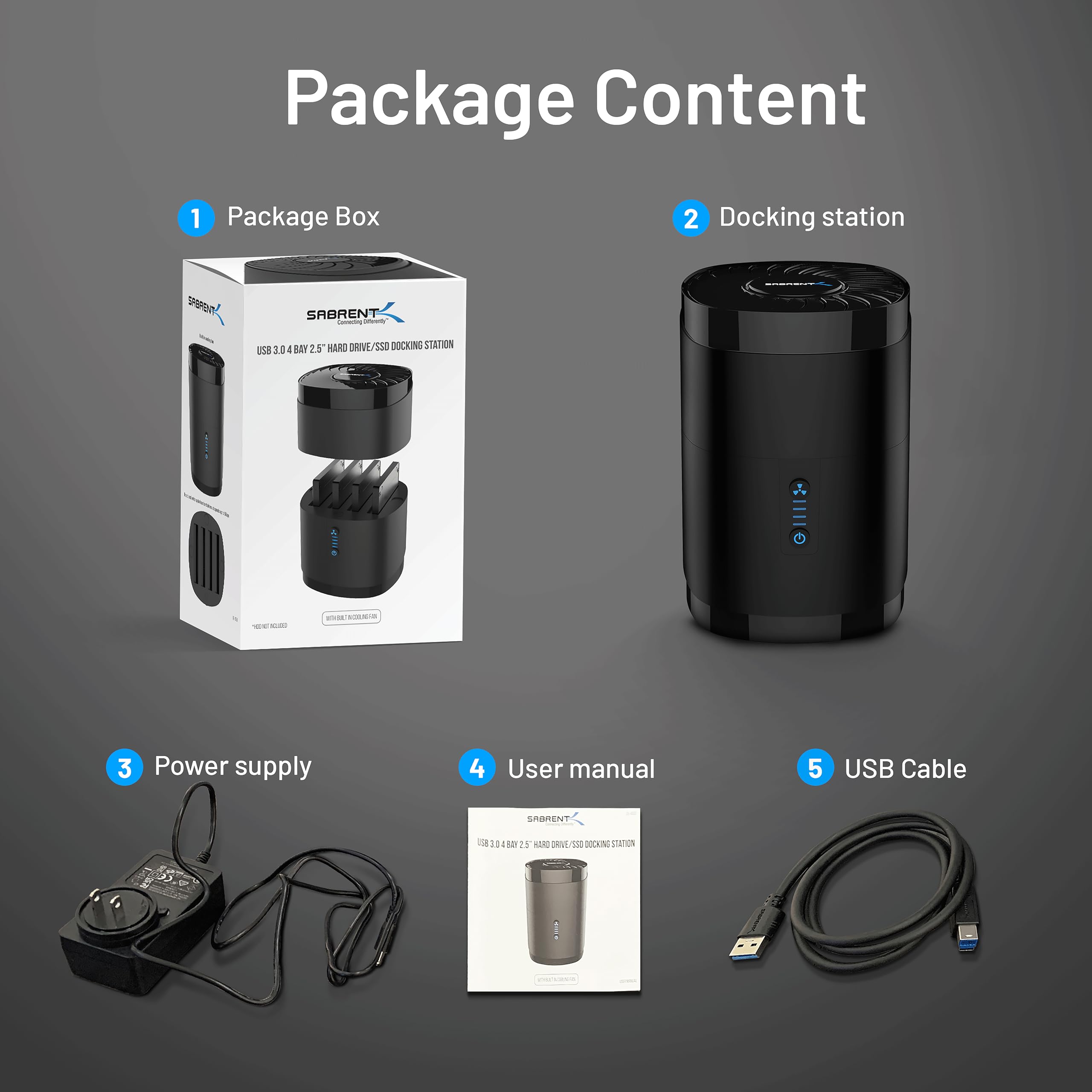 SABRENT 2.5インチ 4連ケース USB 3.0 ファン付き SABRENT 2.5インチ 4連ケース USB 3.0 ファン付き