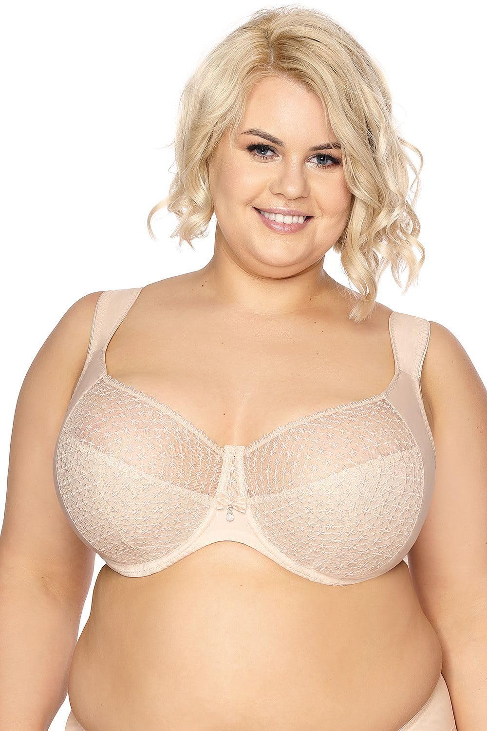 Gaia Reggiseno Non Imbottito Classico con Ricami 874M Samira Maxi, Beige,8D
