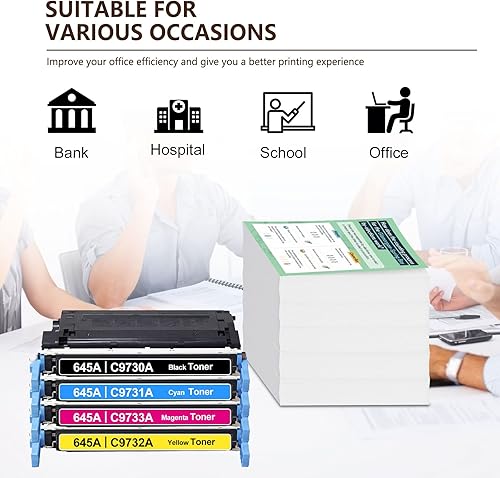 Miniatura 5 de Paquete de 5 (2BK+1C+1M+1Y) compatibles 645A | C9730A C9731A C9733A C9732A Juego de cartuchos de tóner remanufacturados de repuesto para HP Color
