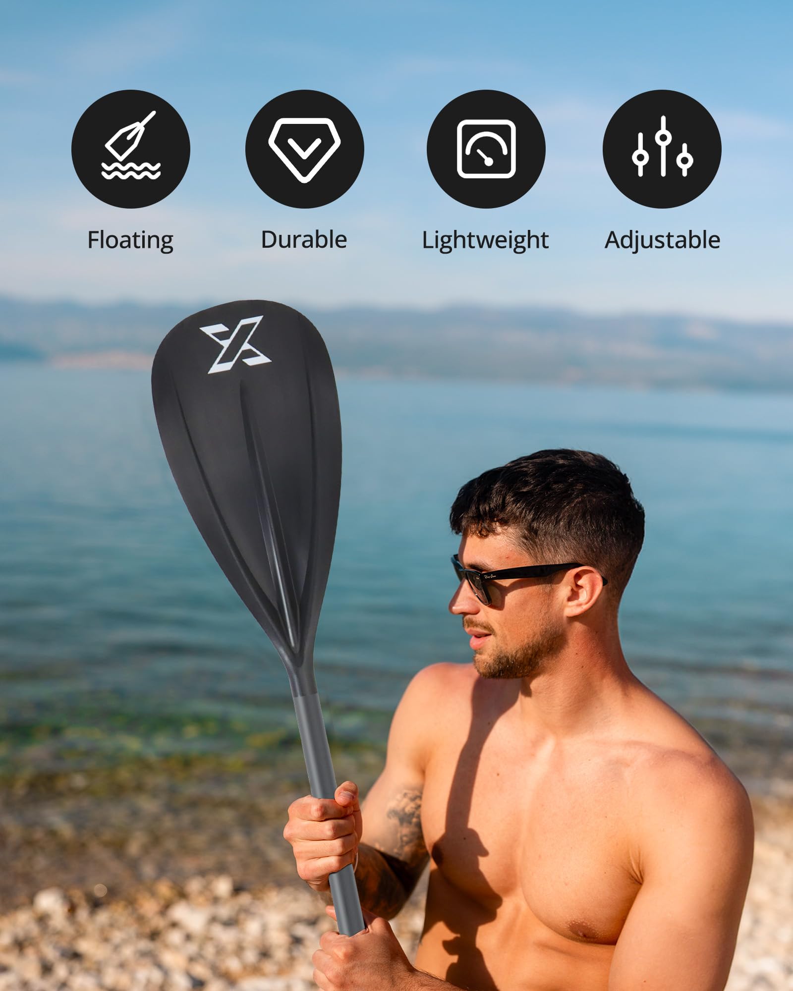 ZLX SUP Paddle 3 & 4 Pezzi Regolabile in Alluminio,SUP Paddle 167-208cm con Lama in Fibra di Vetro,Perfetto per Surf, Galleggiamento e Divertimento degli Sport Acquatici