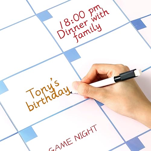 Miniatura 8 de Calendario grande de borrado en seco para pared, calendario de pared de 1 mes sin fecha, 40 x 28 pulgadas, calendario laminado borrable y