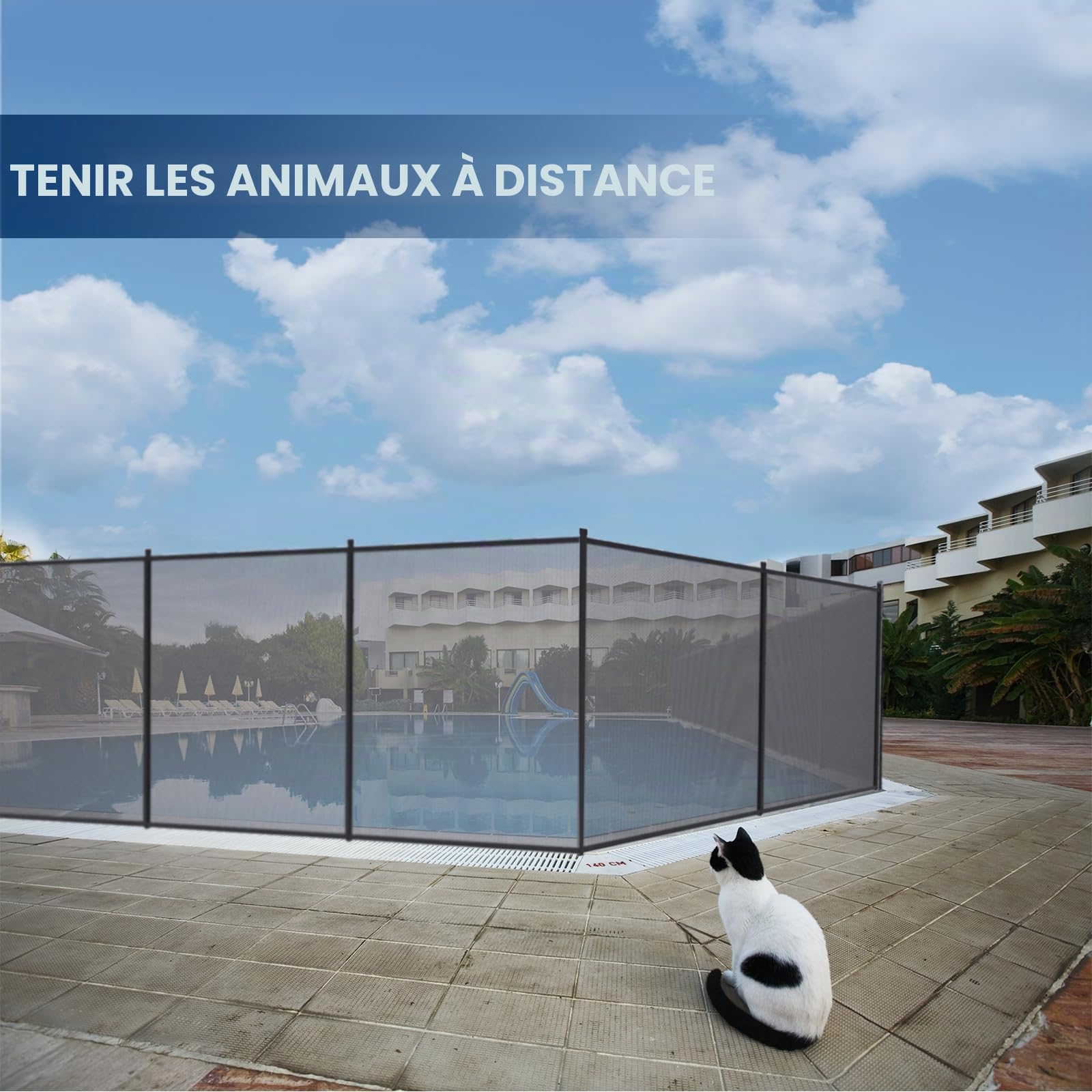 Clôture de Sécurité Amovible DIY pour Piscine, 1,23 m × 4,58 m | Clôture en Maille pour Piscines Enterrées et Jardin, Barrière Temporaire pour Délimiter la Zone Piscine, Noir