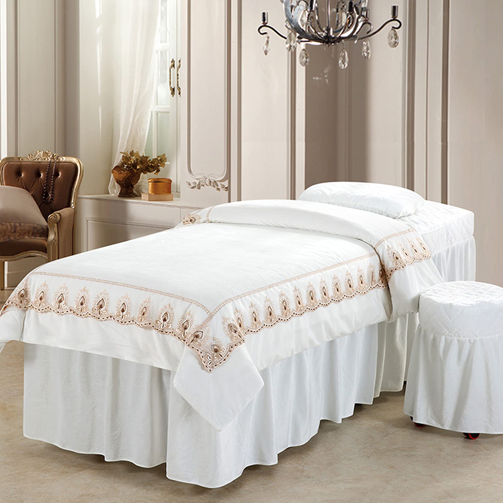 Couvre-lit de massage en velours de cristal beige 185x80cm