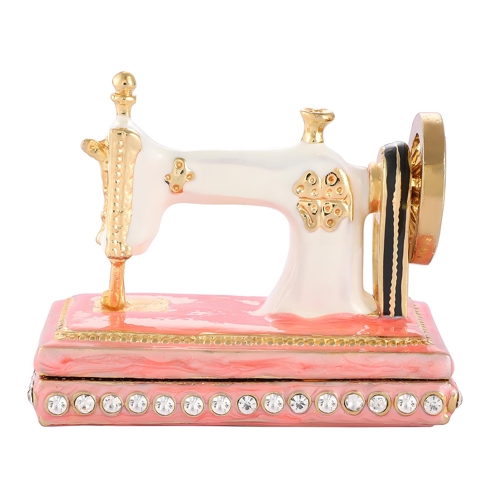 Retro Sewing Machine Jewelry Box Painted Metal Collectible Organizer for Small Jewelry Vanity Table Decor Display Sewing Machine Trinket Case Painted Metal Holder Vanity Dresser Organizer Small