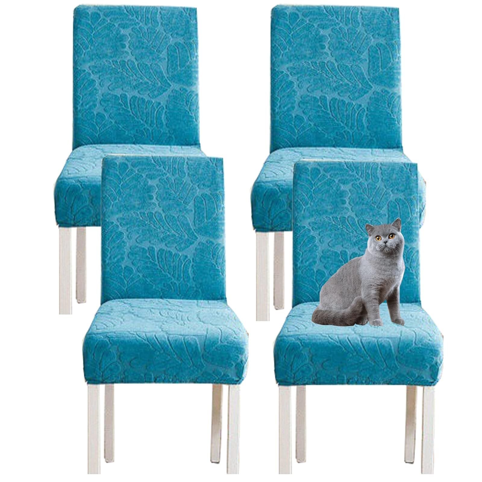 NMVAWIPT Jacquard High Back Stretch Knitted Fleece Chair Covers For Dining Room Home Wedding Banquet Hotel(13#,4pcs)