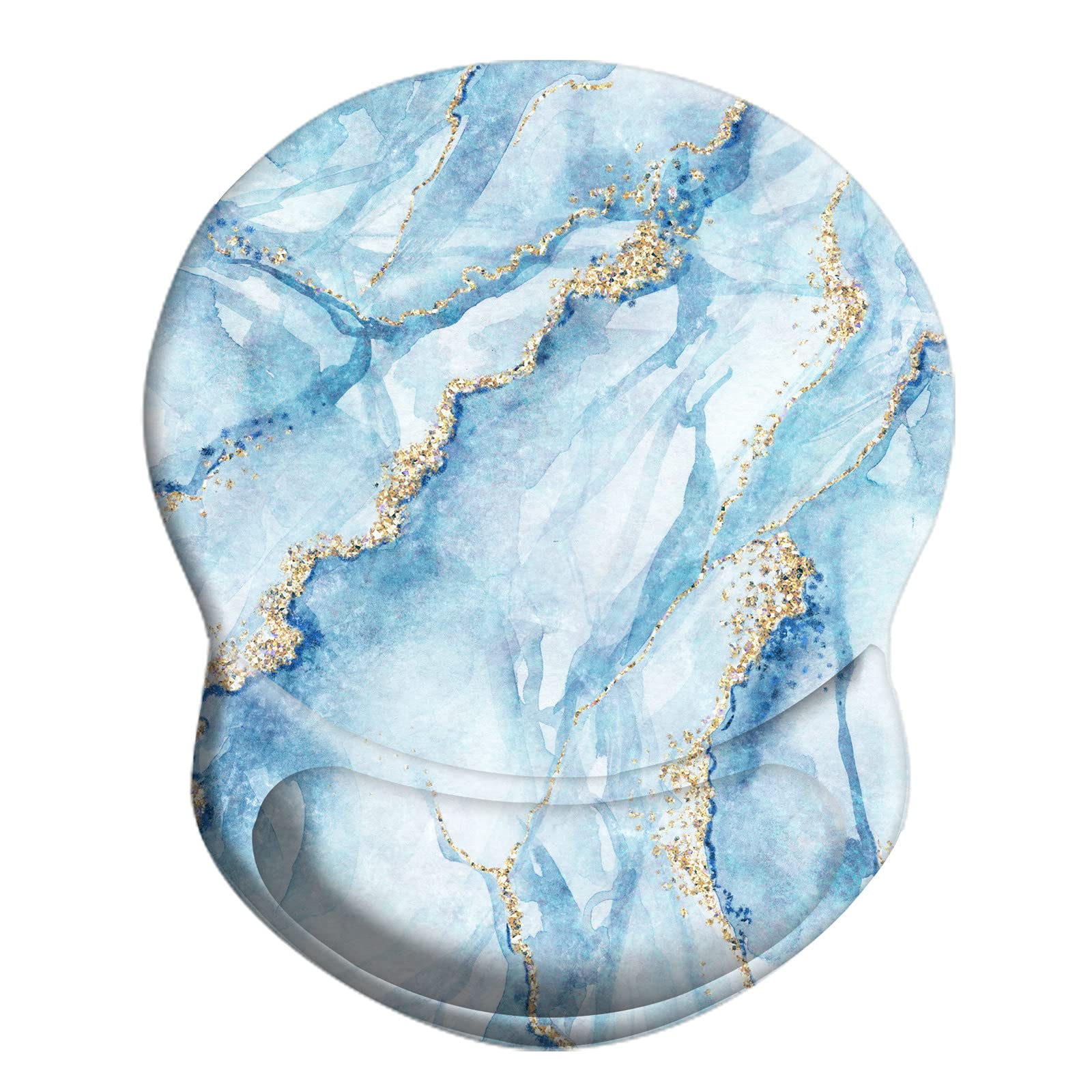 NNAKAPAKA Wrist Support Mouse Pad Non Slip Rubber Base Wrist Rest Mousepad 8.75in X7.5in Small Desktop Notebook Mouse Mat for Home Office Computer Laptop (Light Blue Marble Wrist)