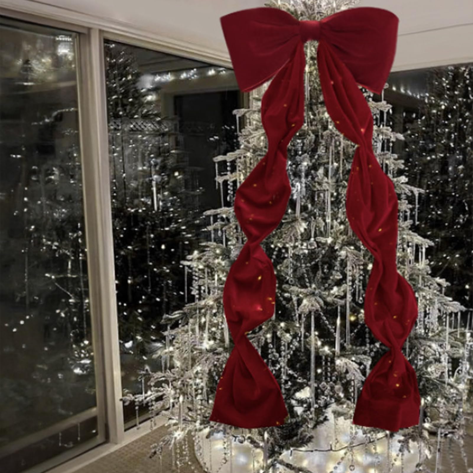 Generisch 3pcs 180cm Rote Schleife, Schleifen Weihnachtsbaum Bögen, Weihnachtsschleifen, Zierschleifen, Weihnachtsdeko, Geschenkschleife Für Weihnachtsbaum, Weihnachtskranz Dekorationen, Geschenke