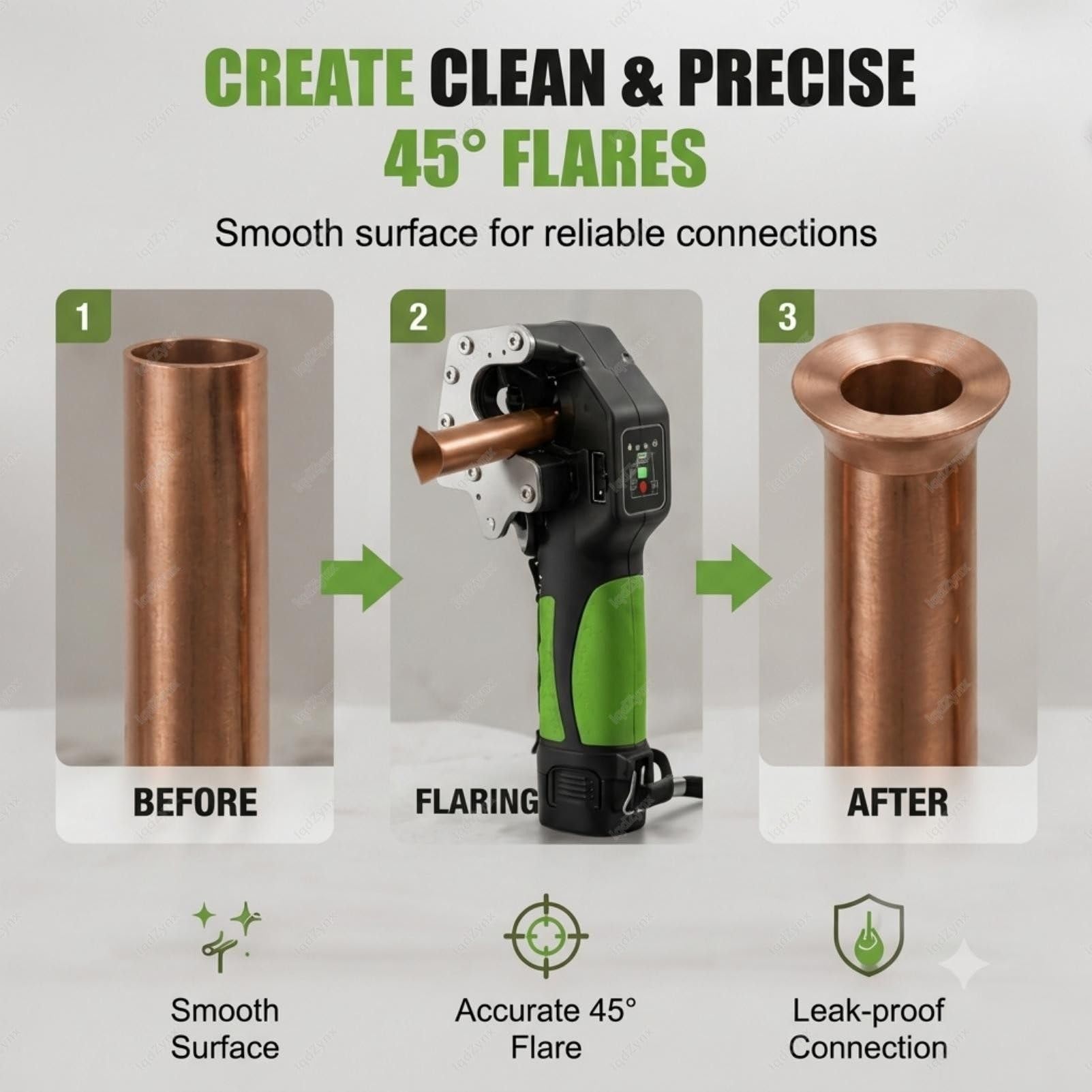 Herramienta para abocardar Tubos de Cobre, Kit expansor de tuberías eléctrico inalámbrico con abocardado de precisión de 45 Grados y batería de Litio Recargable