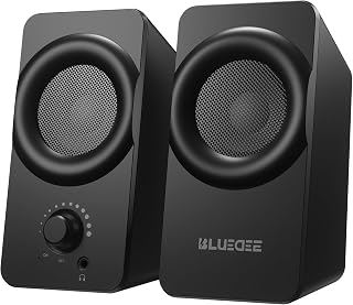 Bluedee SK800 USB Computer Speakers with RGB Lights - 16W Dual Driver Stereo, Plug & Play Compact for PC Laptop Desktop