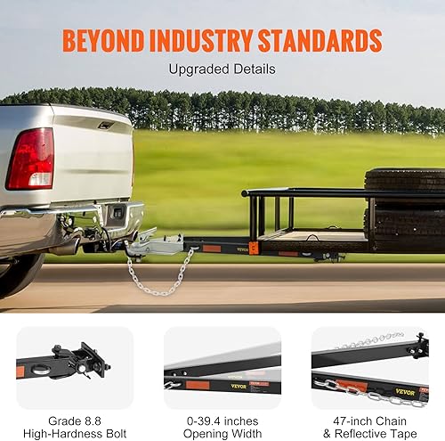 Miniatura 3 de VEVOR Barra de remolque, capacidad de remolque de 5500 libras con cadenas, barra de remolque universal montada en parachoques de acero aleado con