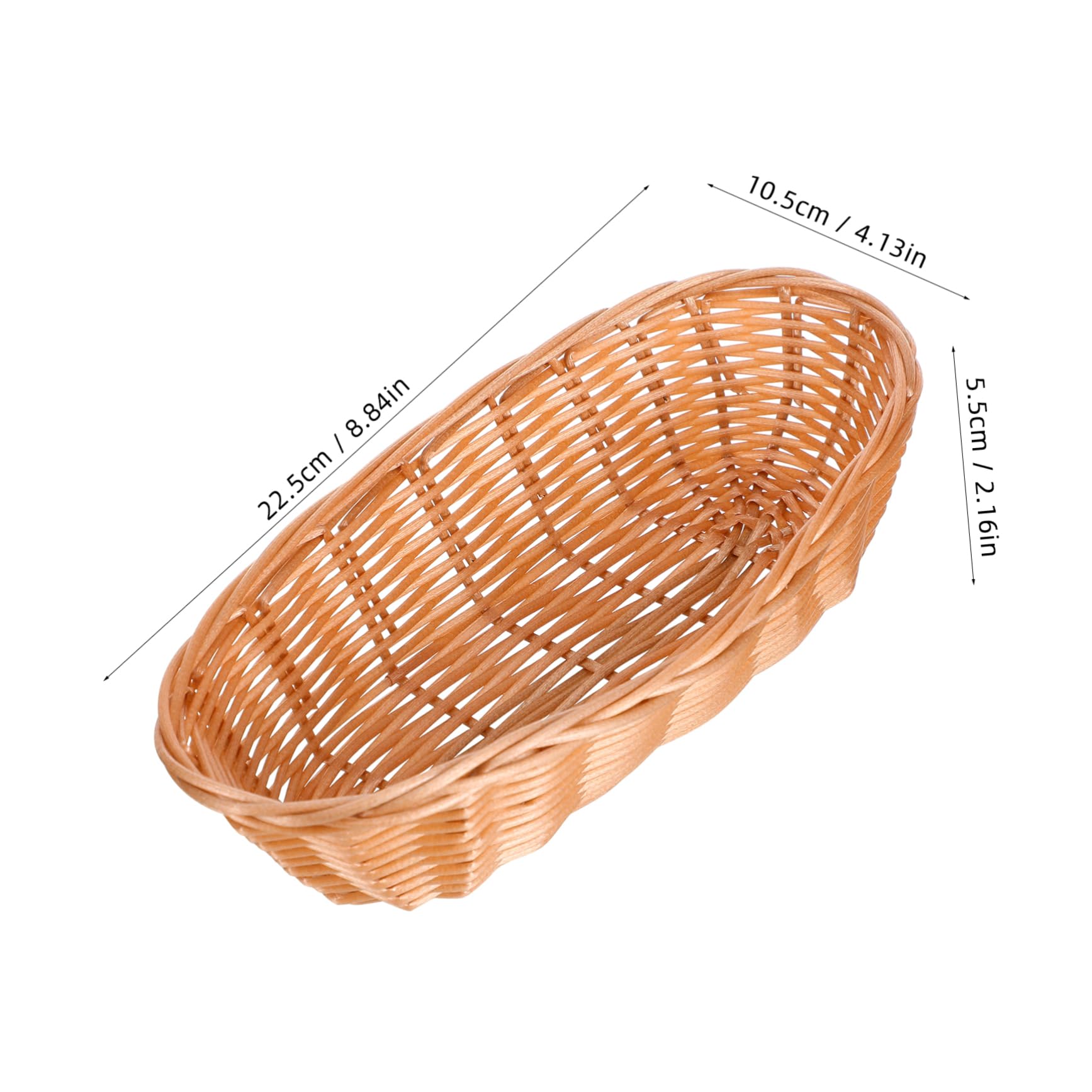 Cabilock 10pcs Plastic Rattan Woven Bread Baskets for Food Serving Lightweight and Easy to Clean for Kitchen Counter Home Restaurant and Cafe Use