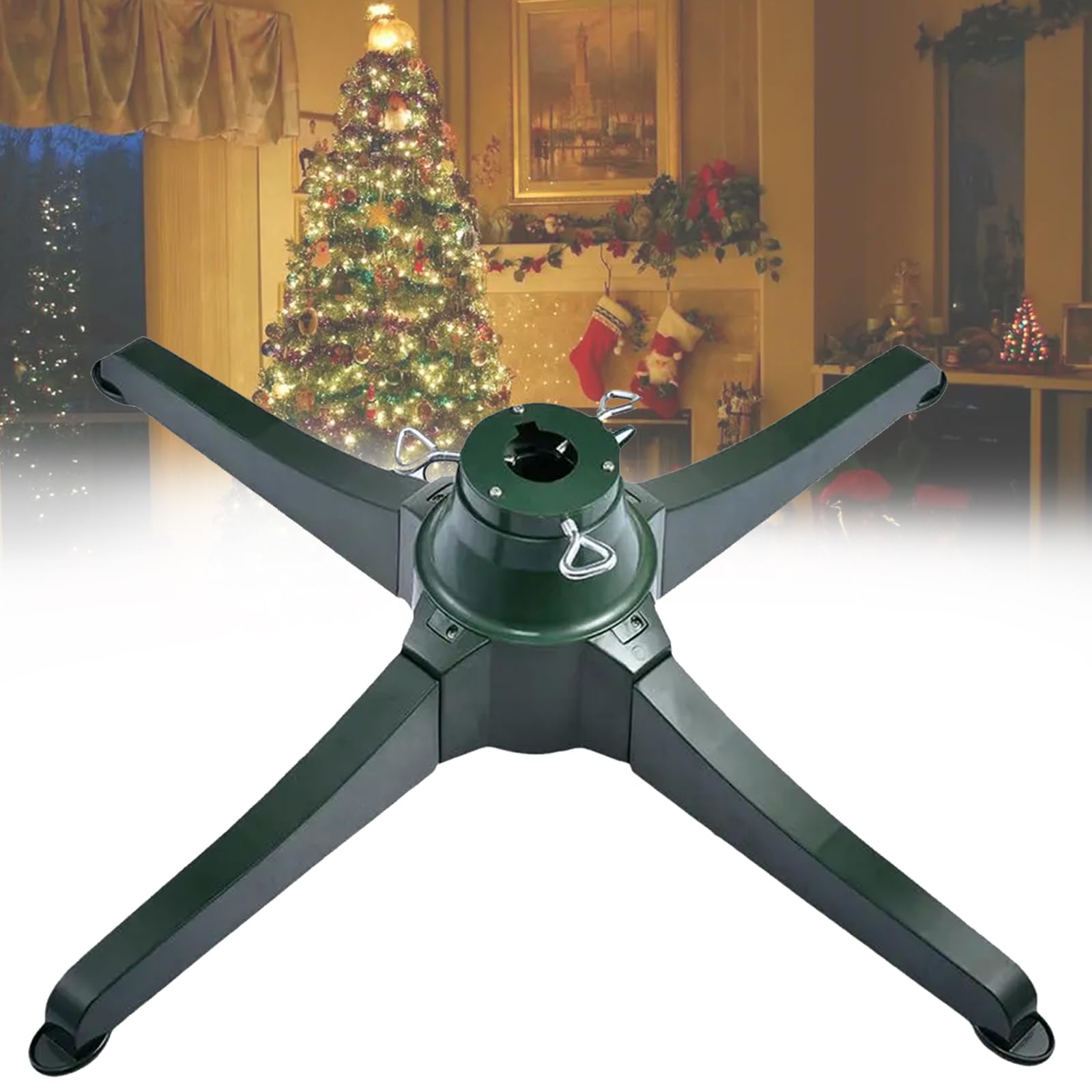 Support De Sapin De Noël Réglable Rotatif à 360 Degrés - pour Sapin De Noël Jusqu'à 9,5' - Support De Sapin De Noël électrique Rotatif pour Sapins Artificiels/Faux, 80 Livres Maximum 66cm