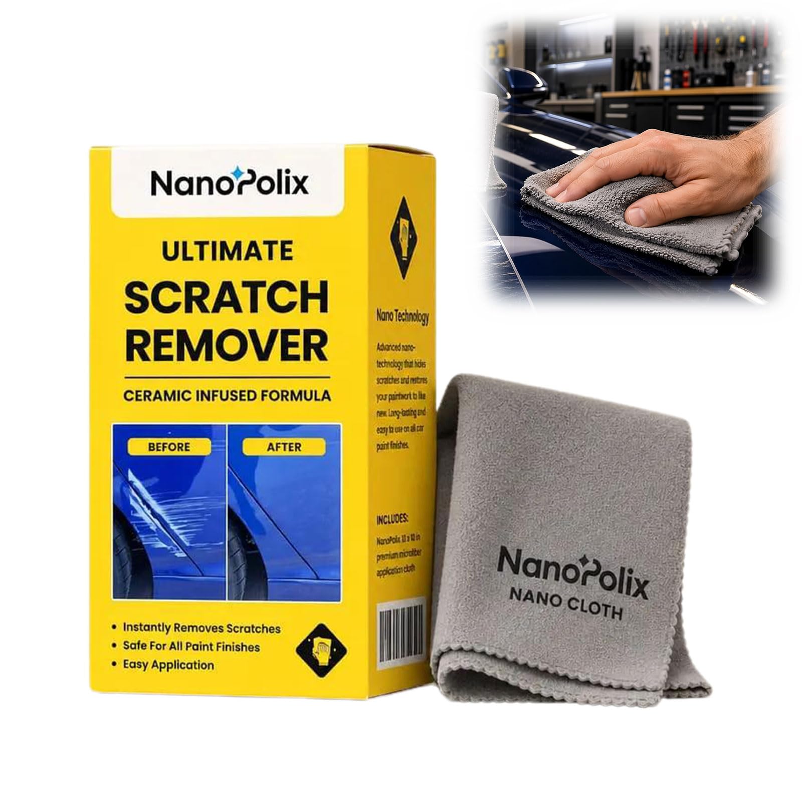 HHVB Nanopolix Scratch Remover Cloth, Advanced Car Scratch Remover Cloth