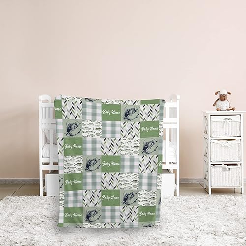 Miniatura 9 de Manta de bebé de pesca, mantas de bebé personalizadas para niños, manta de bebé con nombre de pez, mantas de bebé personalizadas con nombre para