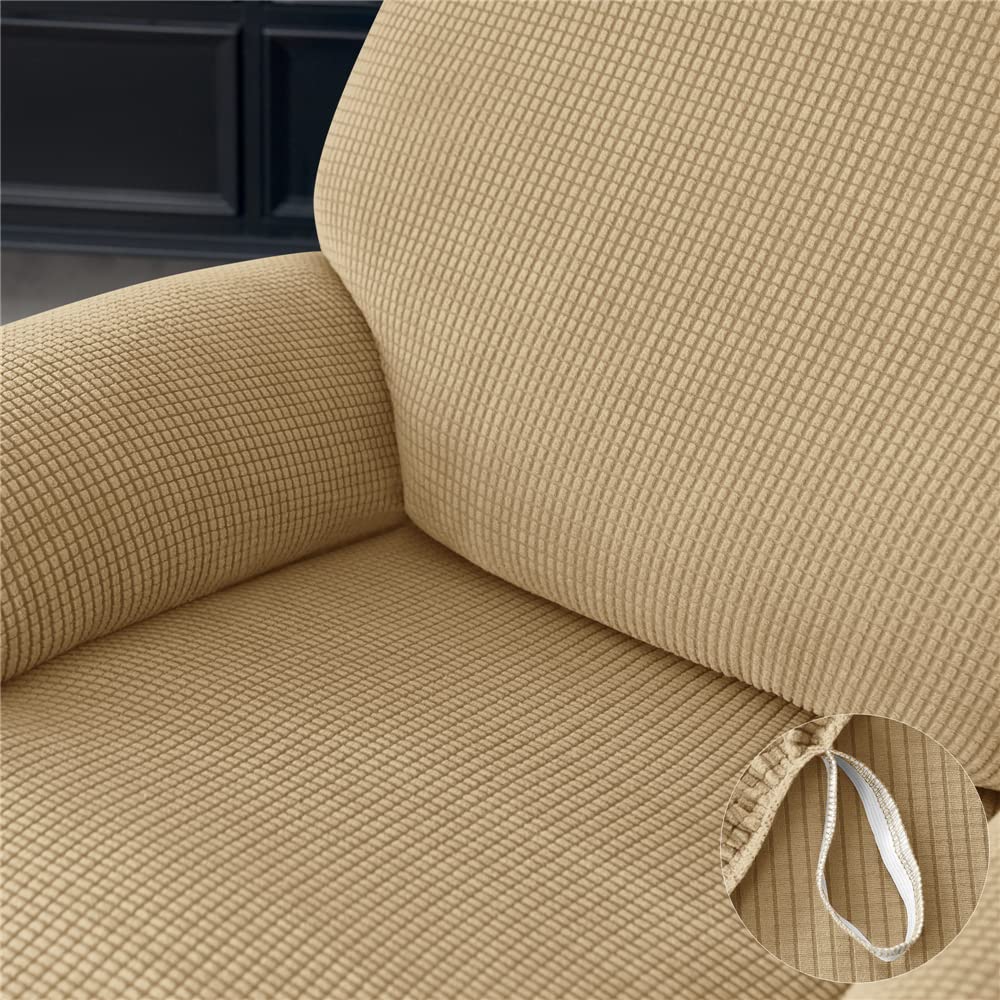 Highdi Copripoltrona Relax Reclinabile 4 Pezzi - Fodera Elasticizzata Con Tasche, Antiscivolo, Lavabile, Colore Cachi