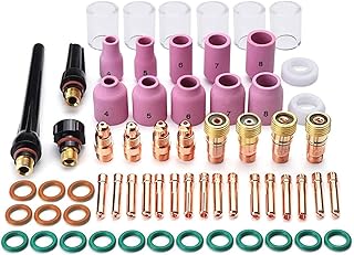 AWLOLWA 63PCS TIG Welding Torch Accessories Kit Collets Body Glass Cup Alumina Nozzle Stubby Gas Lens #10 Pyrex Cup Kit for TIG WP-17/18/26 (63-PCS)