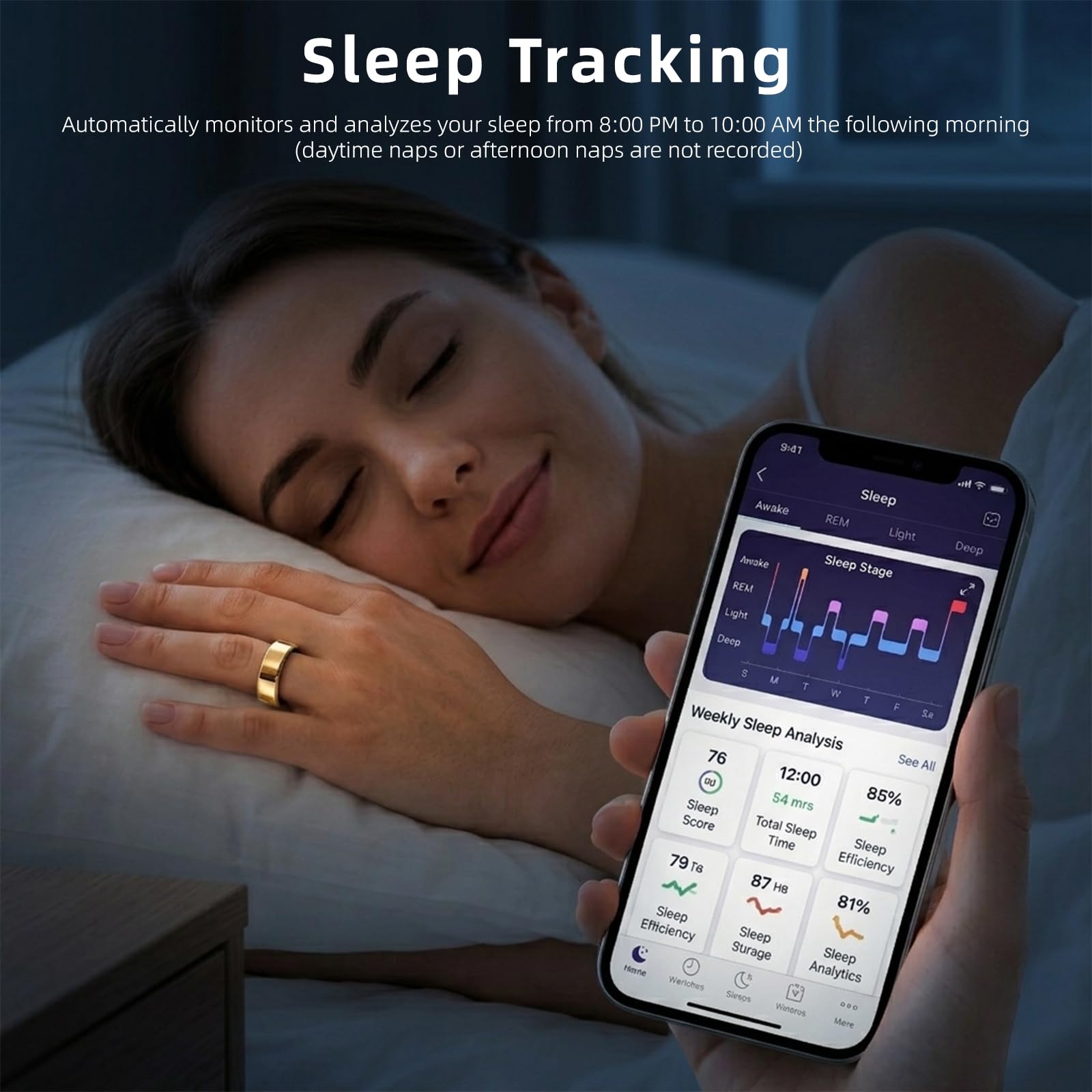 Anillo inteligente para mujeres y hombres, anillo de seguimiento de fitness con estuche de carga, soporta frecuencia cardíaca, HRV, oxígeno en sangre, IP68 impermeable, anillo de seguimiento del sueño