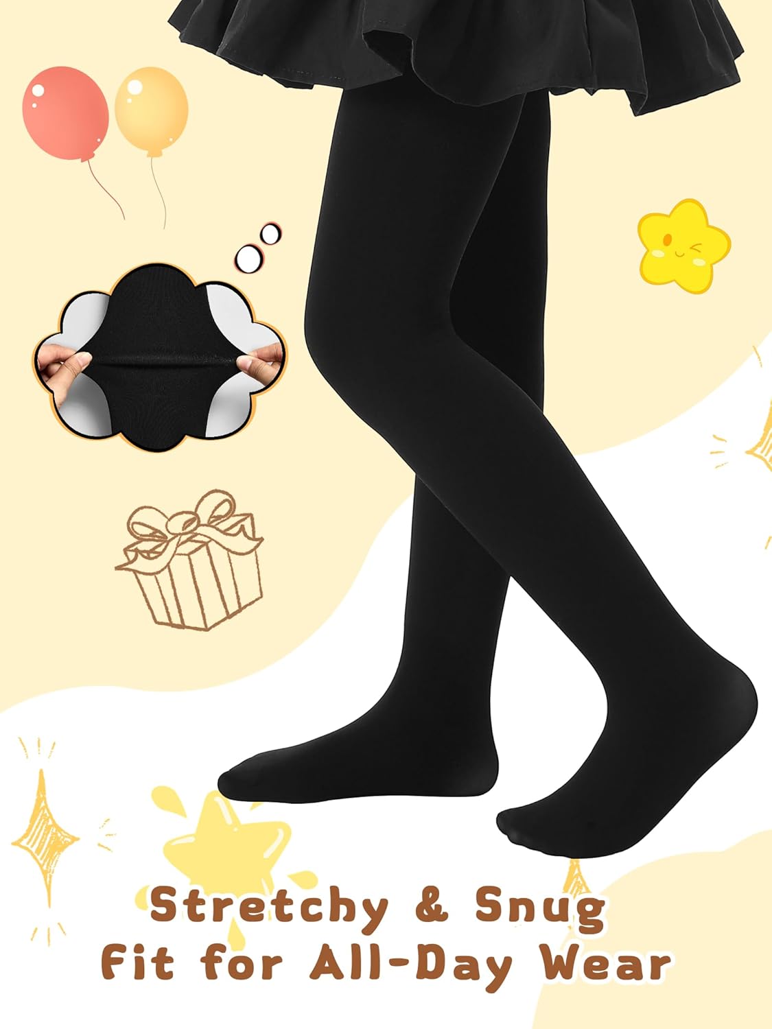 MERYLURE Fleece Lined Tights for Girls Winter Warm Kids Thermal Tights Toddler Ballet Dance Thick Leggings - Image 3