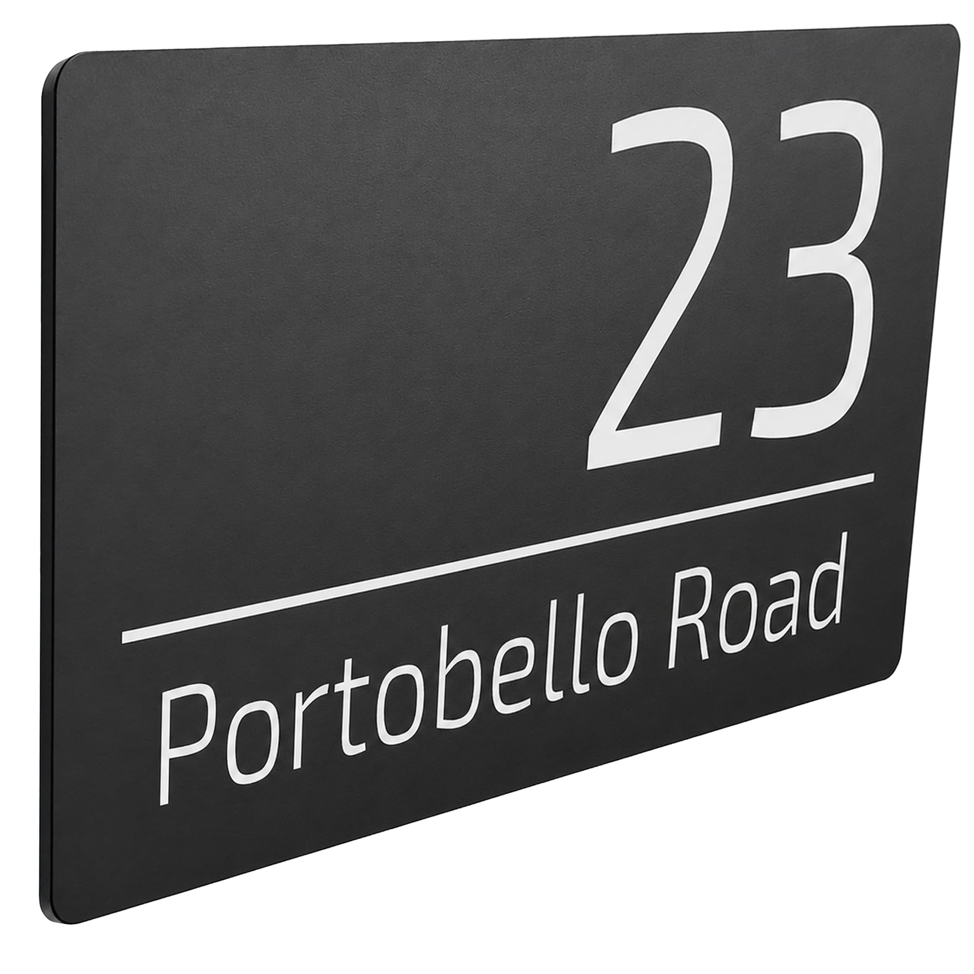 Housics Personalised House Number Sign, Grey Acrylic, 200x130mm, Front Door