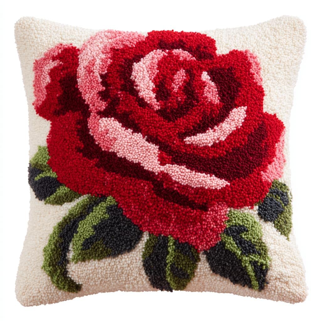 WallustrioaW Latch Hook Kits DIY Throw Pillow Cover,Roses