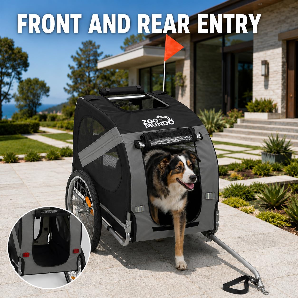zoomundo Fahrradanhänger Hundeanhänger für Hunde-Transport Silver Frame