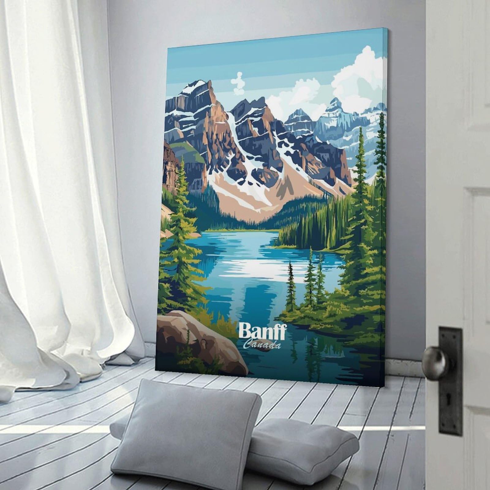 Junmoney Banff National Park Landscape(2) Canvas Wall Art 12x18inch(30x45cm), for Wall Displays, Bedrooms Or Room Updates, Ideal for Building A Coordinated Art Wall
