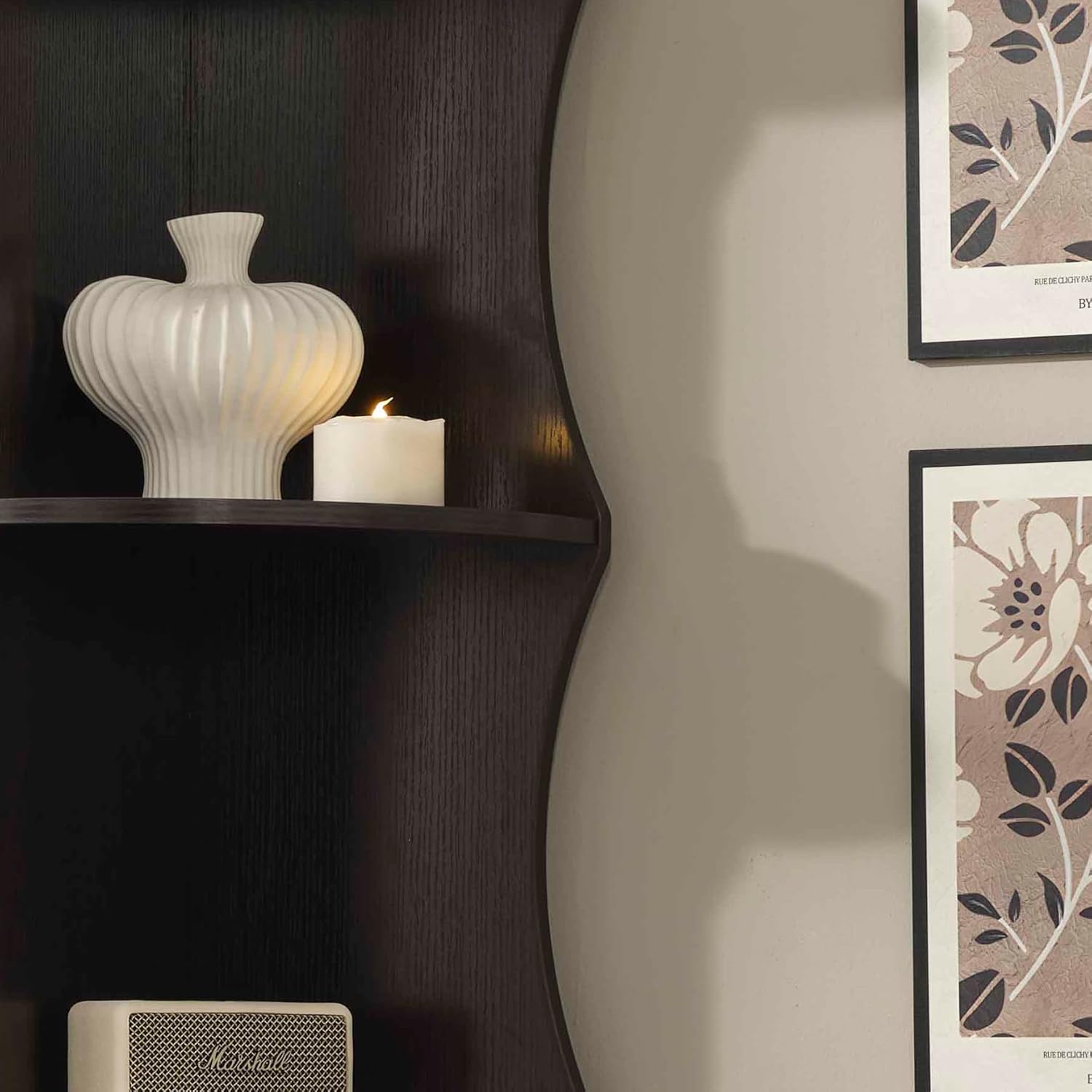 Wood Corner Bookshelf 5-Tier Storage Shelves Modern Corner Bookcase Quarter Circle Freestanding Display Stand Shelf for Bedroom Living Room Bathroom Home Office Dark Brown