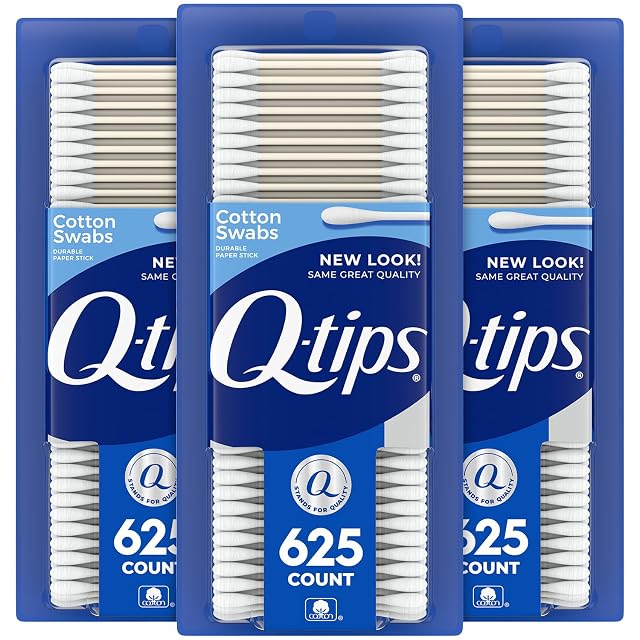 3 x Q-Tips Cotton Swabs 625 ct