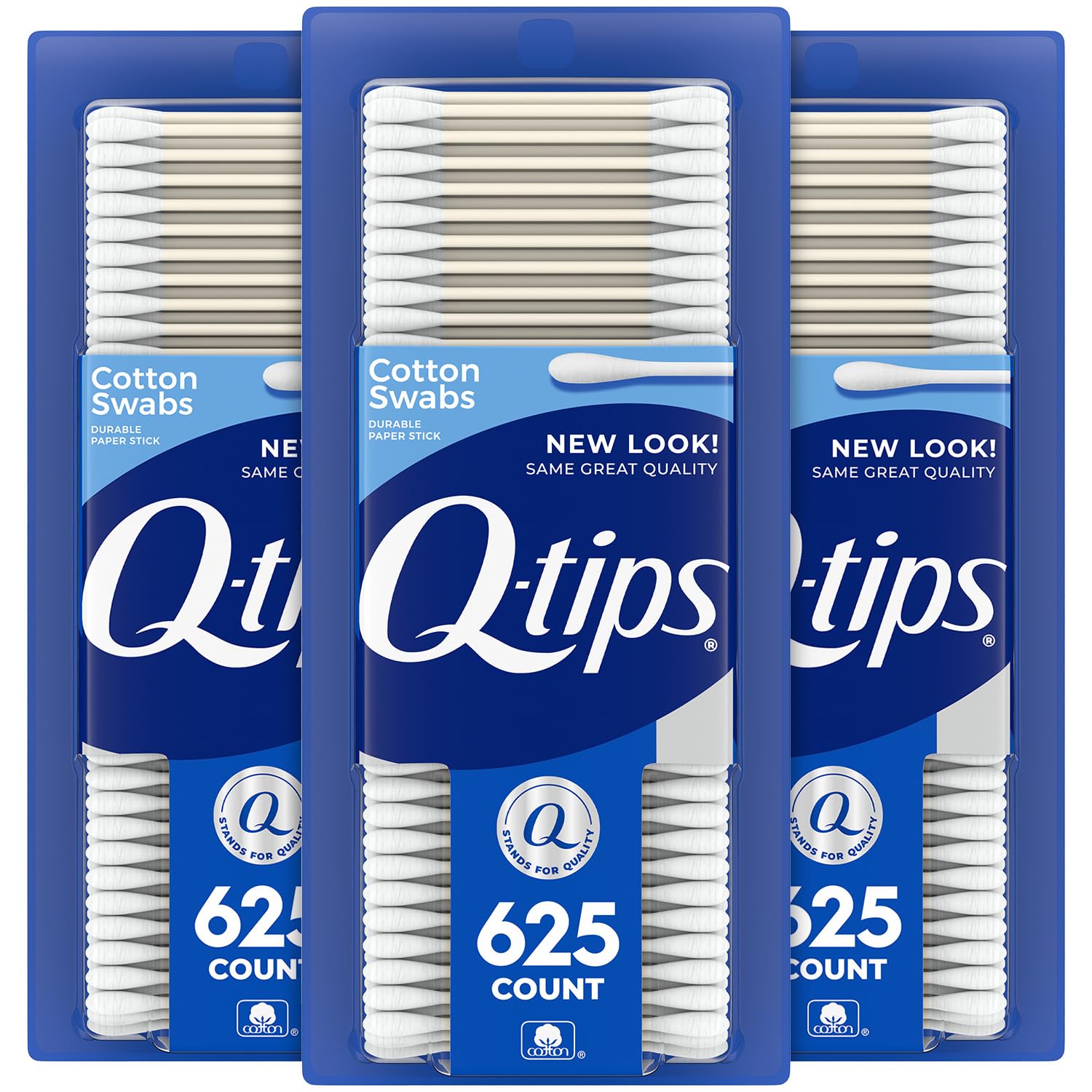 3 x Q-Tips Cotton Swabs, 625 ct