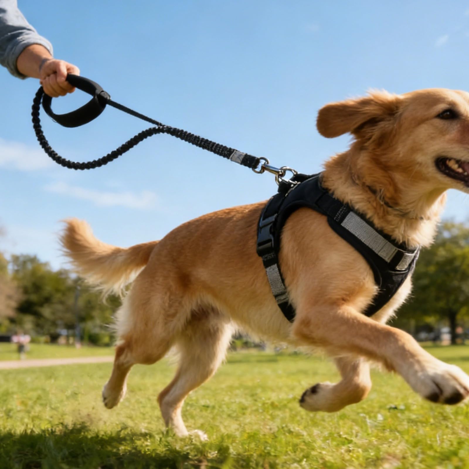 Correa para perros manos libres, cinturón elástico de doble cara, cinturón ajustable de 135 cm, correa doble de 115 cm para 2 perros, reflectante, amortiguador de golpes, para correr y pasear