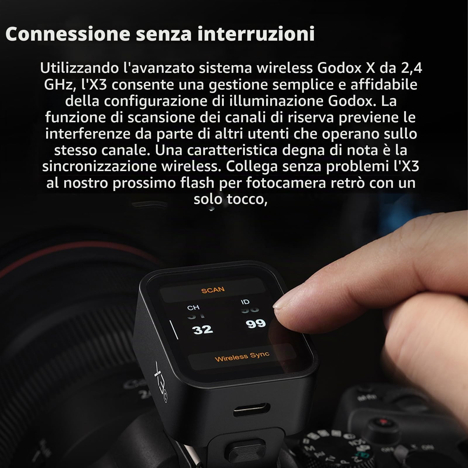 Godox X3-S Flash Trigger 2,4 GHz senza fili Schermo OLED Tipo C Sony