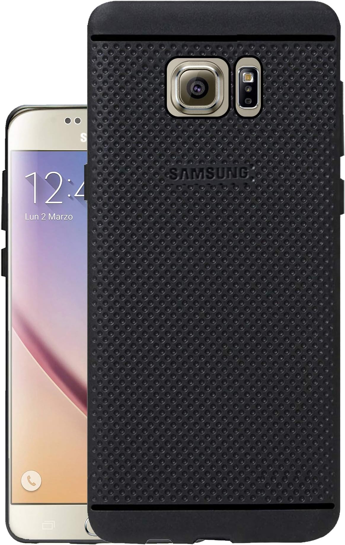 HELLO ZONE Exclusive Dotted Matte Finish Soft Back Case Cover for Samsung Galaxy S6 -Black