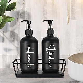 Hand and Dish Soap Dispenser Set with Wood Tr...,