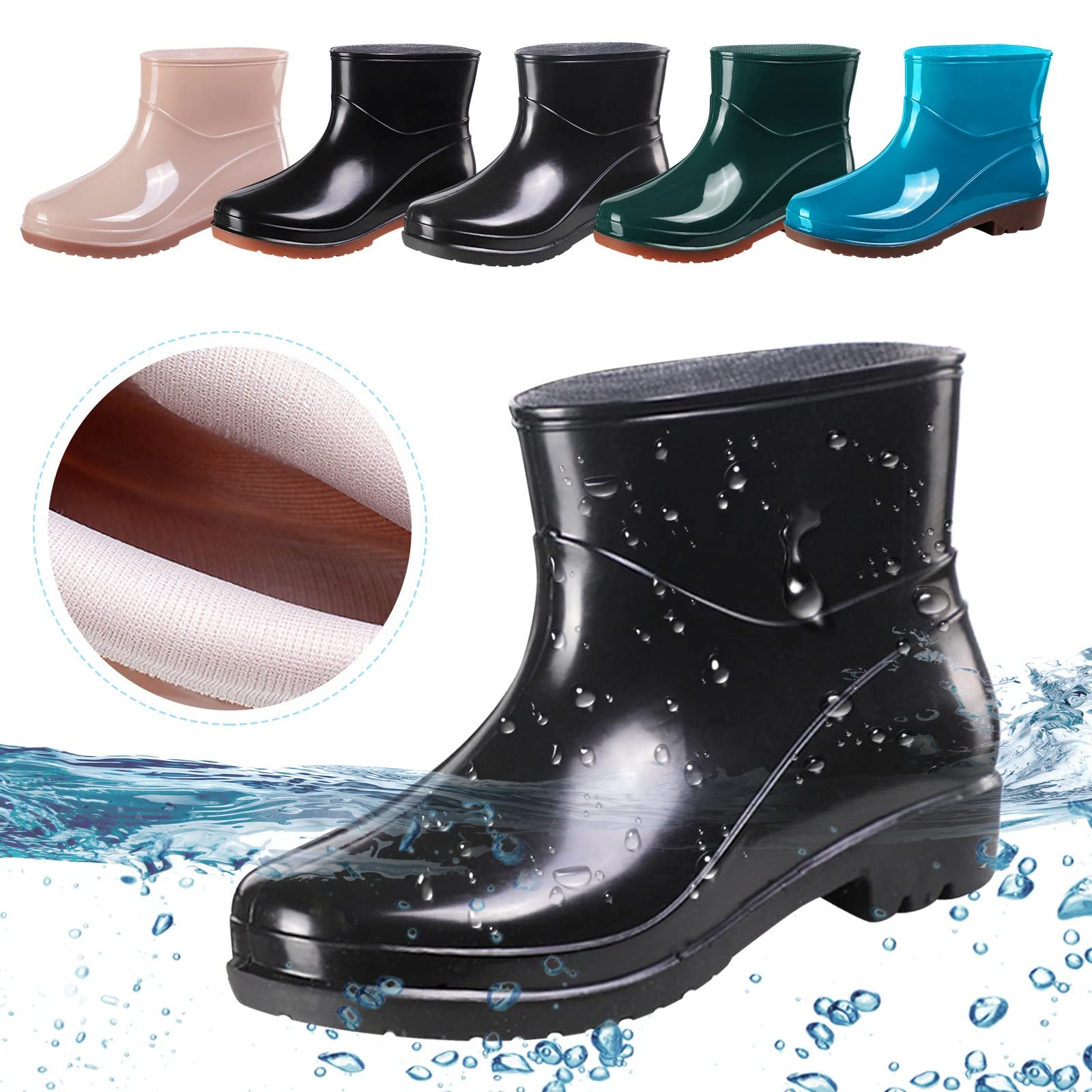 Botas de goma para mujer, botines de goma impermeables, botas de lluvia para exteriores, botines antideslizantes, botas de jardín Wellington, botas de goma cortas, botas de lluvia, botines de goma