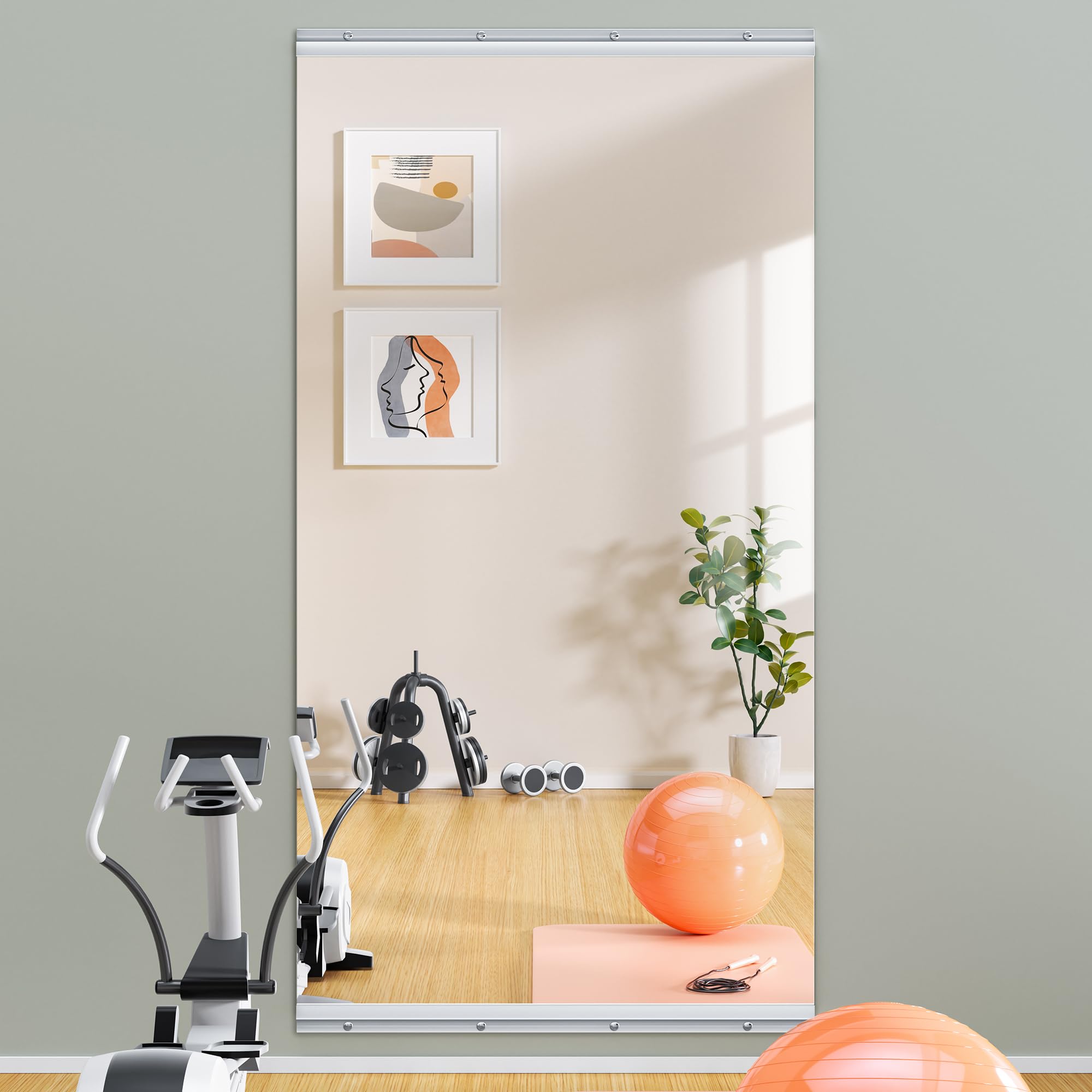 Hasipu Home Gym Mirror 63" L x 28" W - 1PC Large Full Body Mirror for Yoga, Fitness, Garage, Dance Studio, Wall-Mounted, 0.16in Tempered Glass