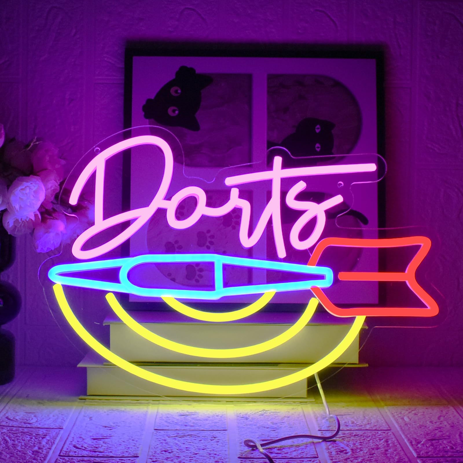 UExnkj-Y Darts Neon Sign LED Bar Neon Lights Wall Decoration USB powered LED neon light with dimmable switch suitable for game room,club,party,nightclub,gift,Halloweenwall decoration