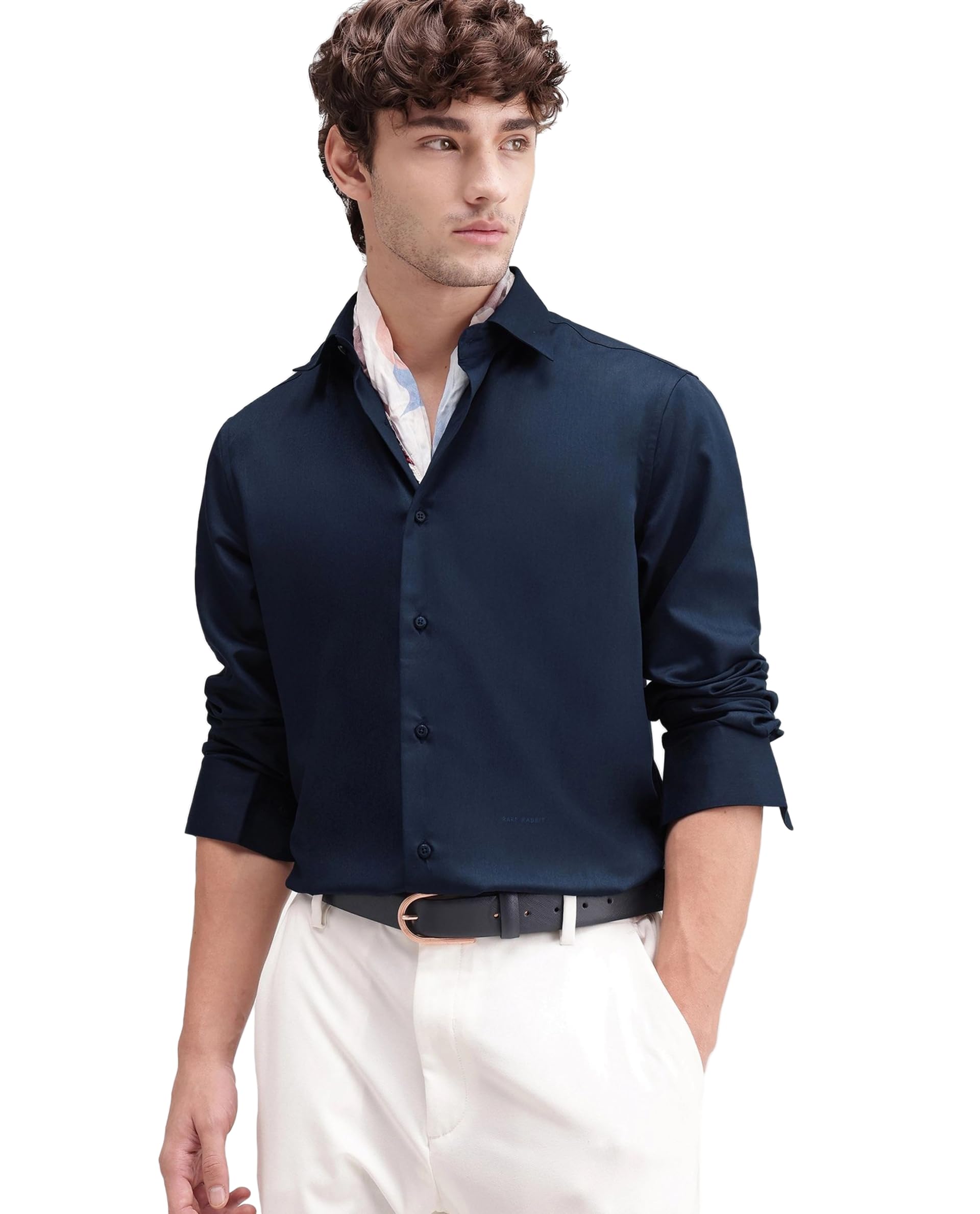 rare rabbit Men Regular Solid Black Polyester Blend Button-Down Long Sleeve Shirt-picture-18