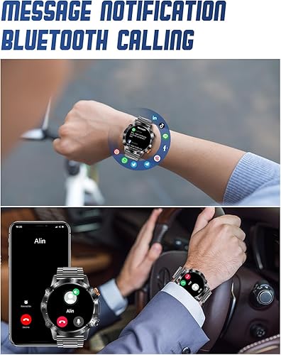 Miniatura 5 de PODOEIL Relojes inteligentes militares para hombres con pantalla siempre encendida, 1.43 pulgadas, AMOLED HD, relojes de fitness con más de 100