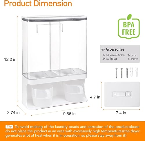 Miniatura 4 de Conworld Dispensador de detergente para ropa, dispensador de perlas de refuerzo de aroma para organización de lavandería, adecuado para cuentas,
