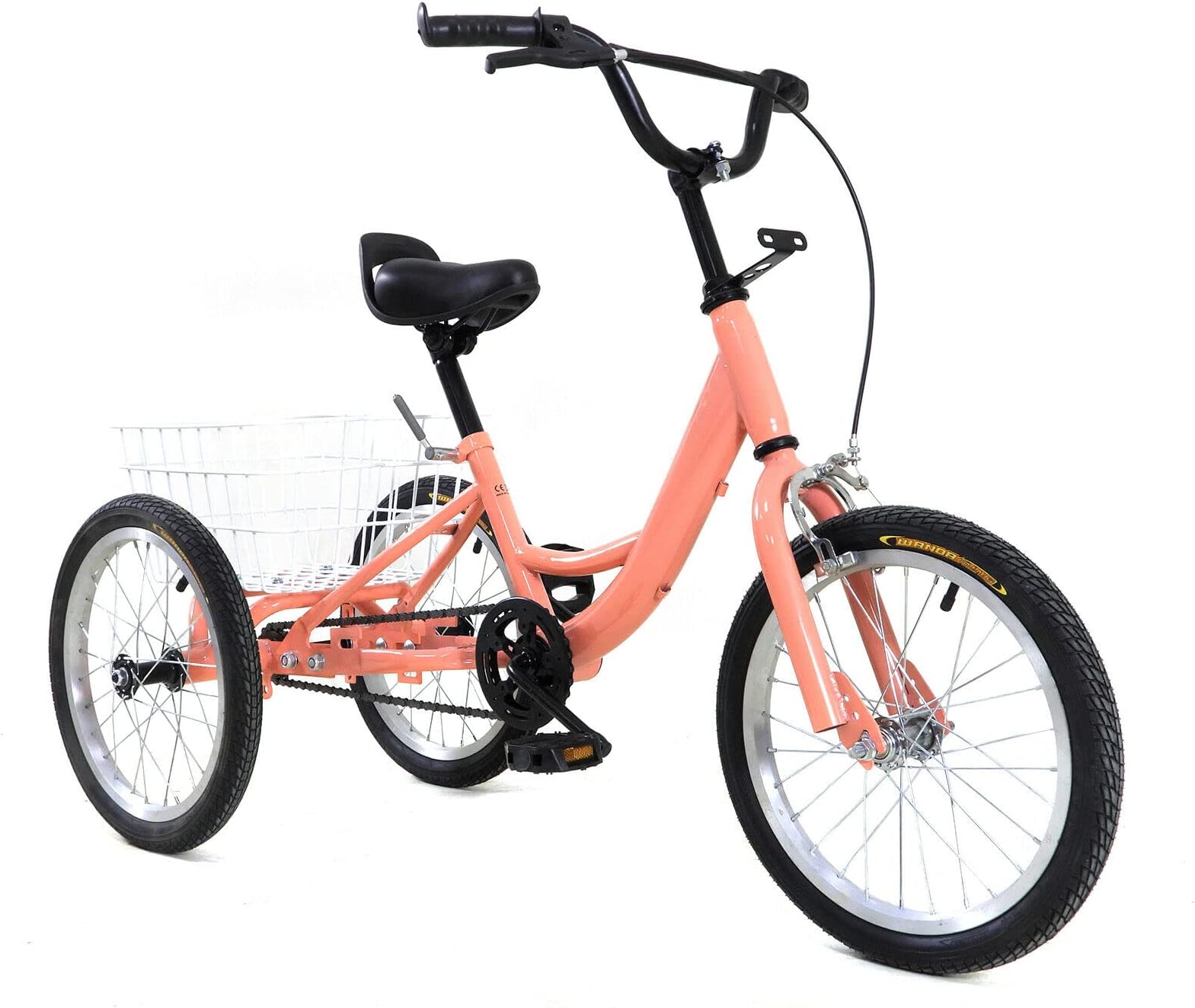 JAYEUW Kids bike trike child tricycle 3 Wheel bicycle adjustable tricycle Pedal Bike cycling bike Cruiser bike with Basket (Orange(16 inches))
