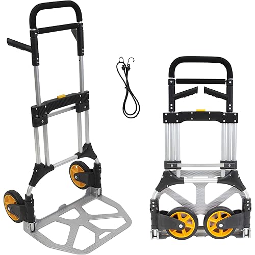 Mount-It! Hand Truck Dolly - Industrial Strength 440 Pound Weight Capacity | Heavy Duty Folding Dolly for Moving with Collapsible Wheels and Telescoping Handle